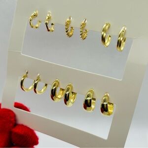 Minimalist 6-Pair Small Hoop Earrings Gold Plated